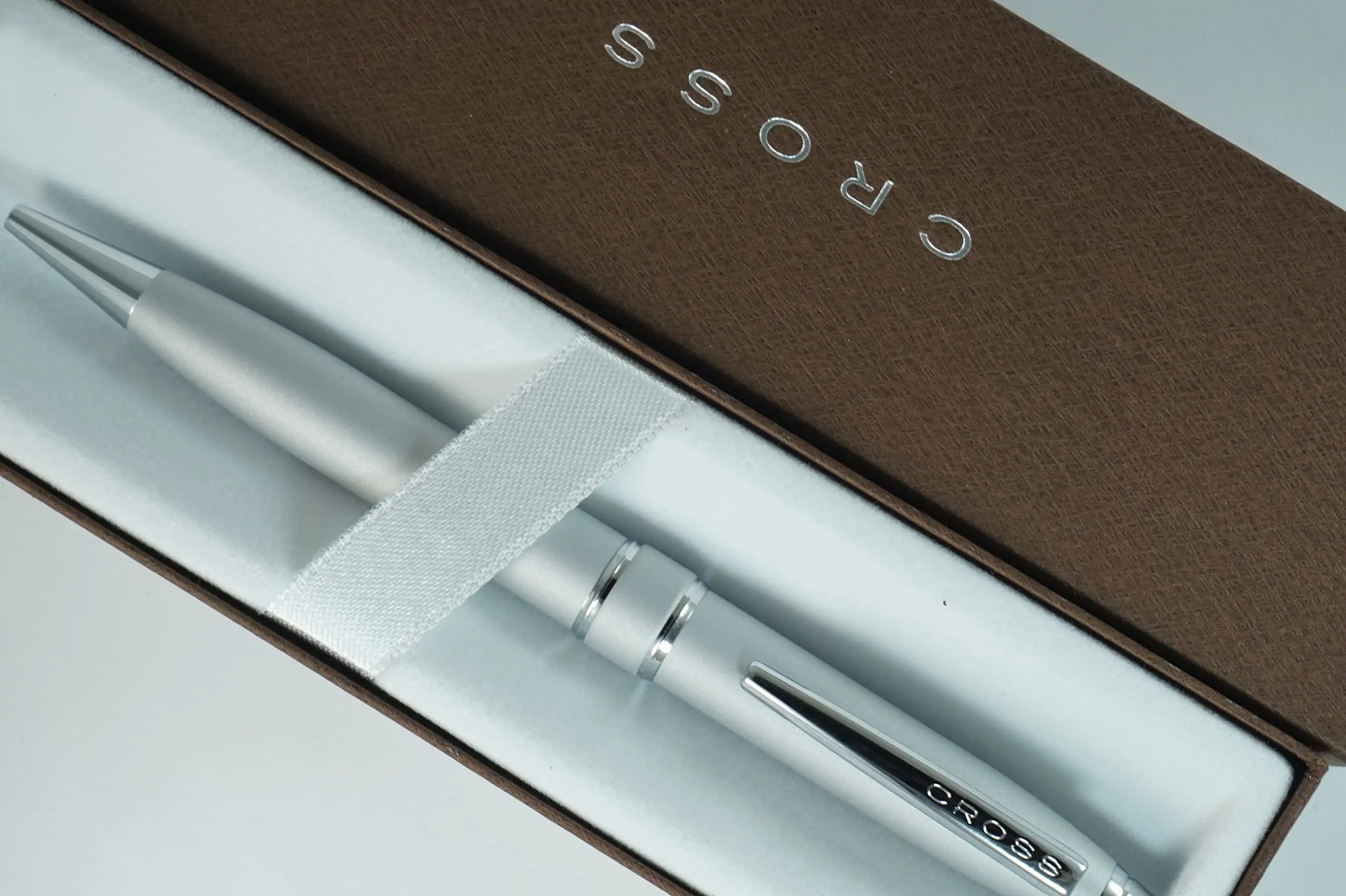 Cross Stratford Matte Satin, Signature Mid Band and Spring-Loaded Clip, Ballpoint Pen - crosspenmall.com