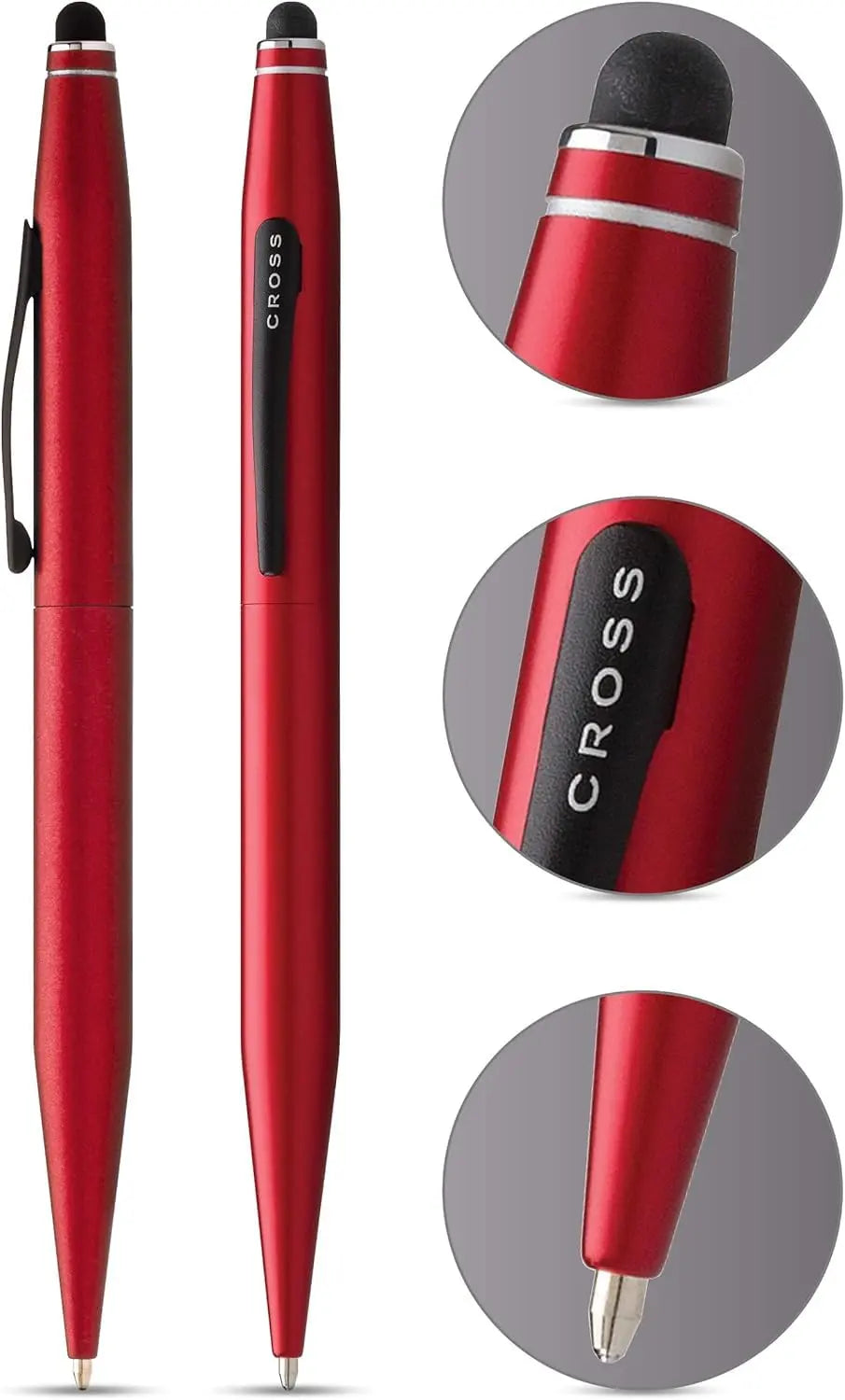 Cross Tech2 Matte Red Refillable Ballpoint Pen with 2 Ballpoint Refills and 2 Stylus refills Cross