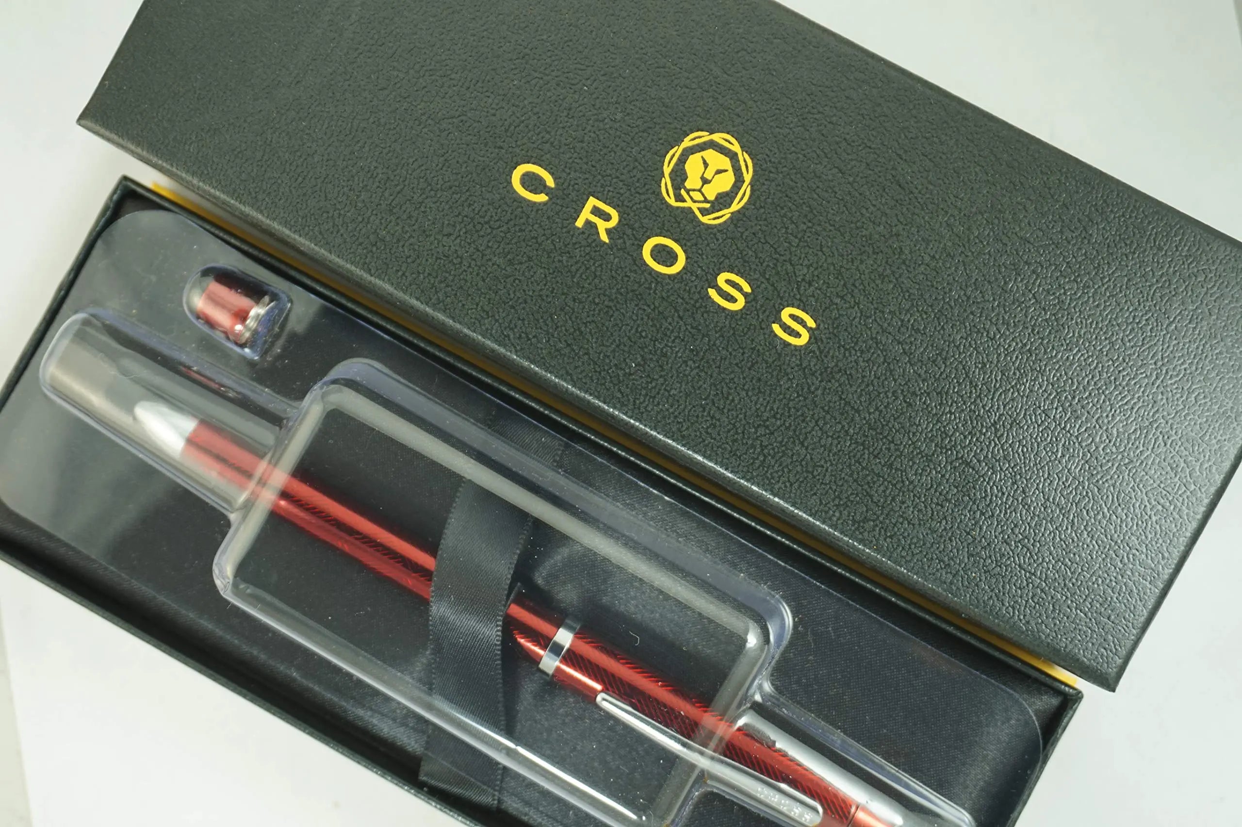 Cross Tech3 with Sophisticated Herringbone-patterned red Barrel and interchangeable cap tops, Multi-function Pen - 0.5 MM Lead Size Pencil, Black Ink Refill, and Red Ink Refill in One Pen. Cross