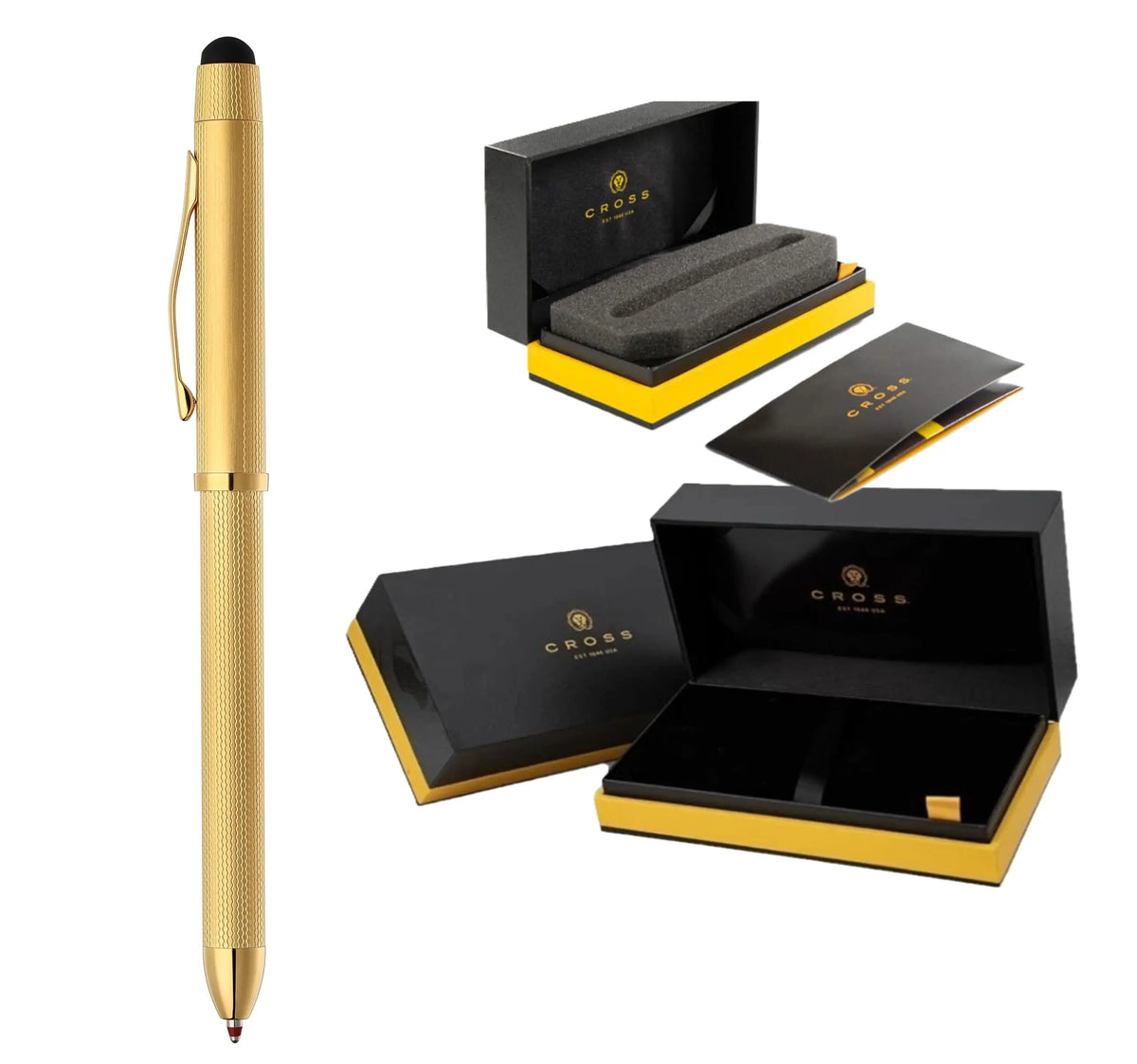 Cross Tech3+ Special Edition 3-in-1 Pen & Stylus -23KT Diamond Pattern Gold cross