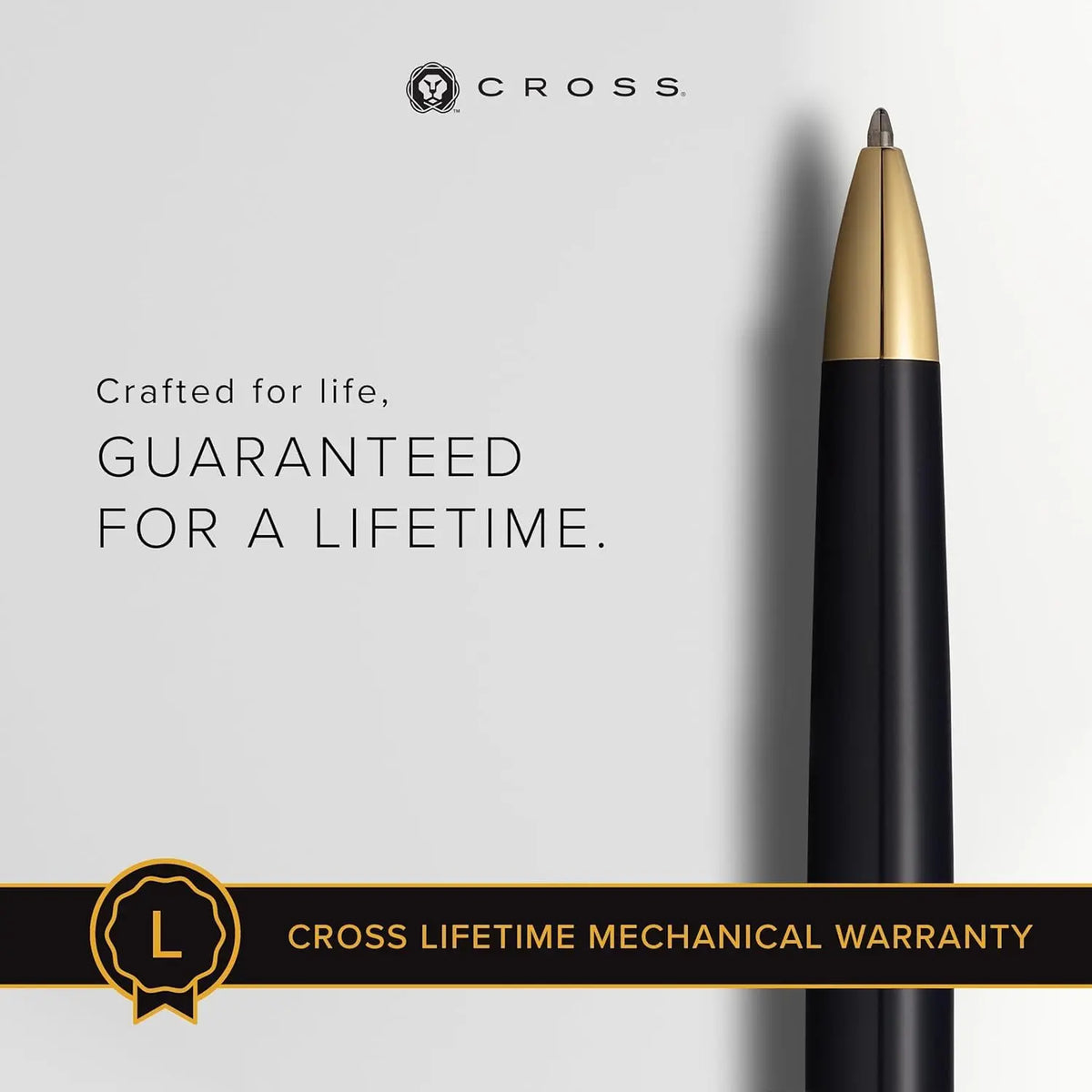 Cross Townsend Classic Black Lacquer and 23KT Gold Appointments Medium Point Ballpoint Pen in Luxury Corporate Gift Box. cross