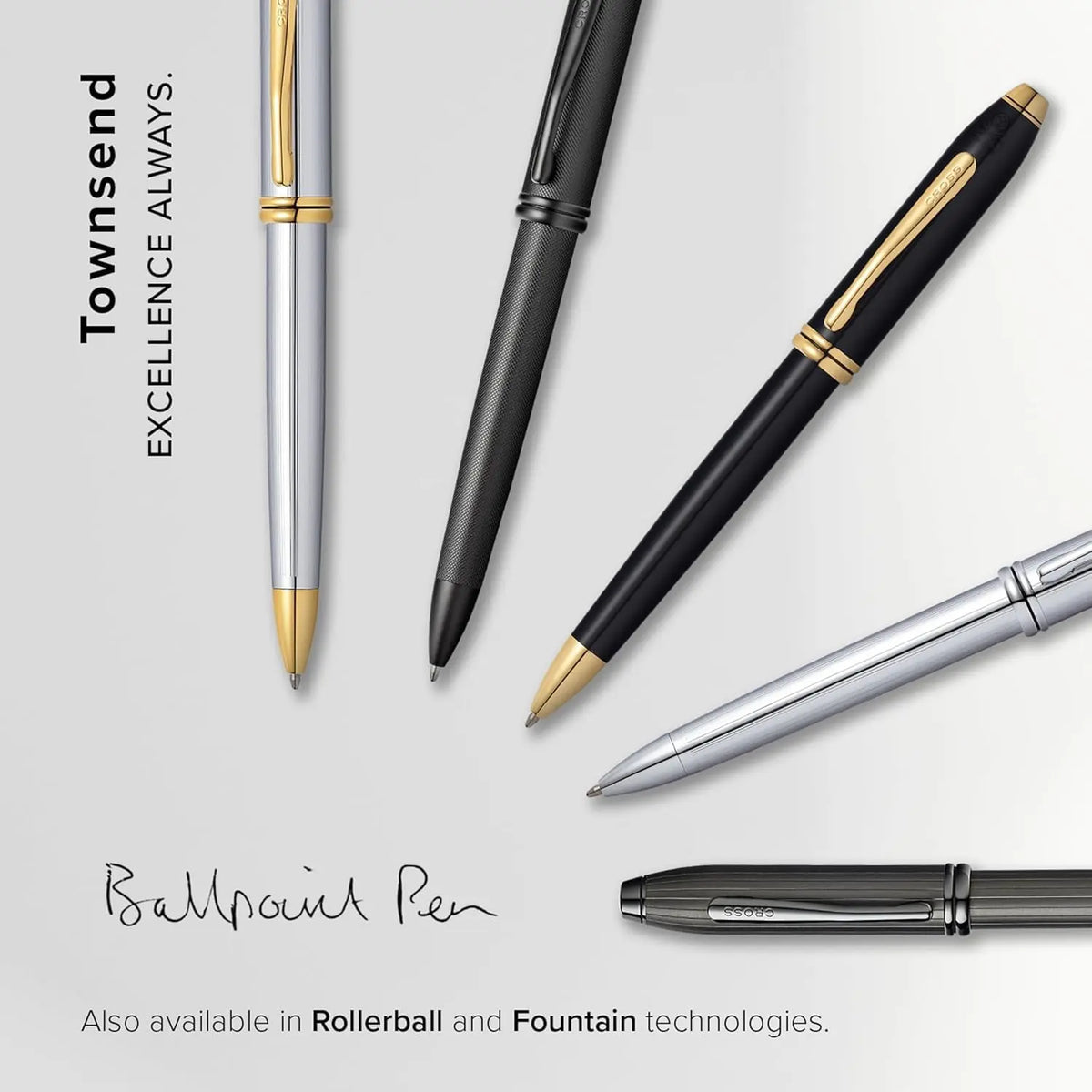 Cross Townsend Classic Black Lacquer and 23KT Gold Appointments Medium Point Ballpoint Pen in Luxury Corporate Gift Box. cross