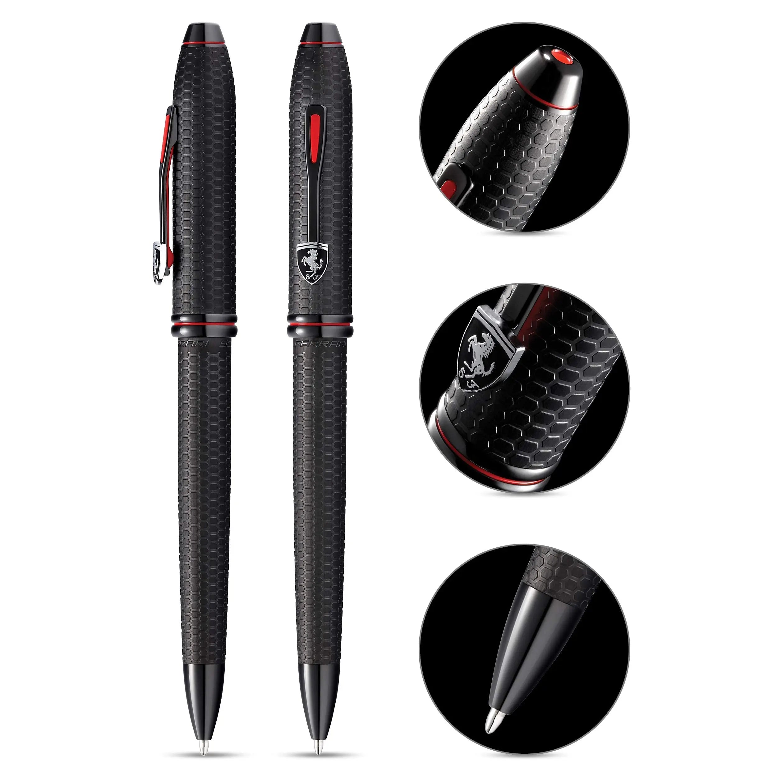 Cross Townsend Collection for Scuderia Ferrari - Brushed Black, Etched Honeycomb Pattern Ballpoint Pen Cross