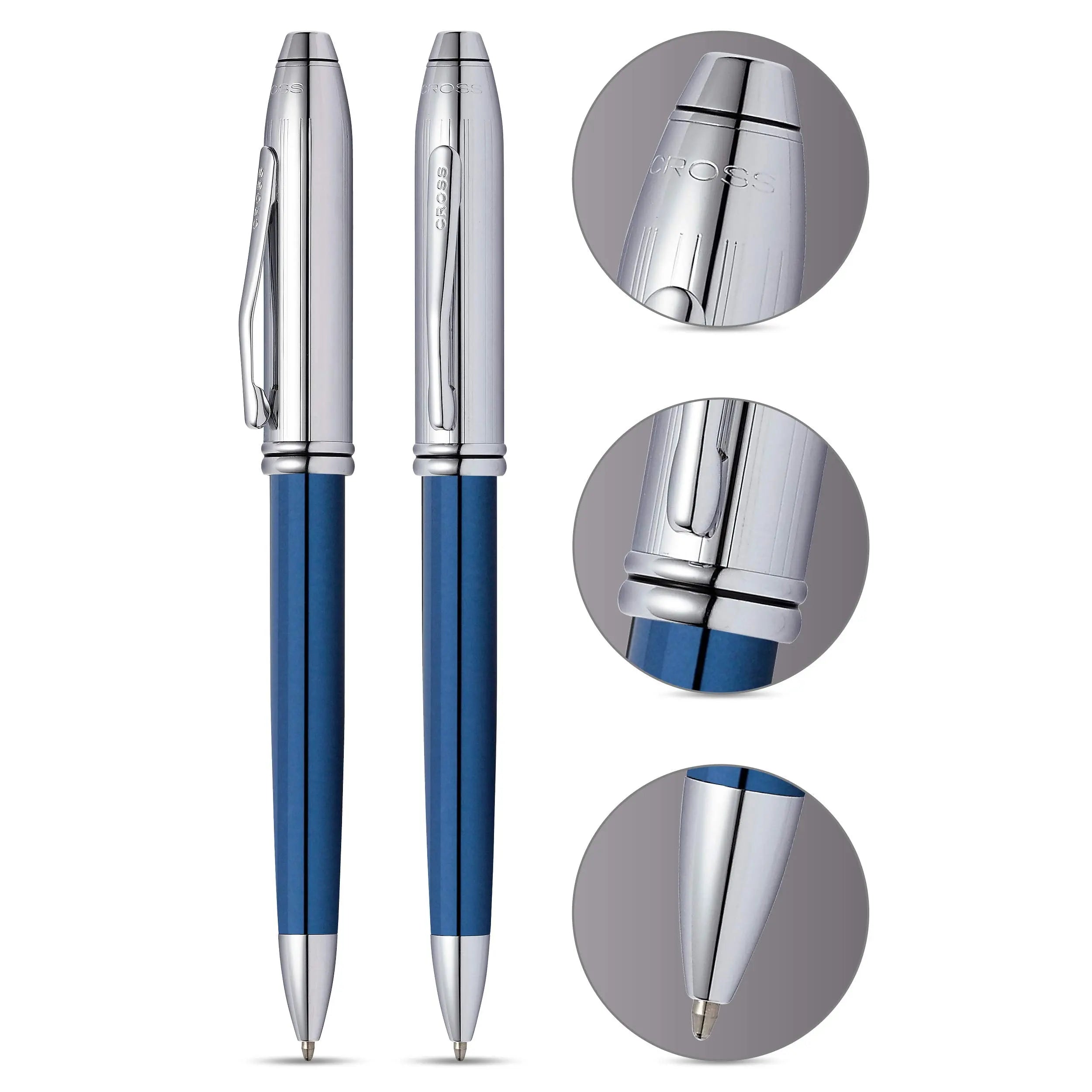 Cross Townsend Limited Edition Ballpoint Pen - Blue Chrome - crosspenmall.com