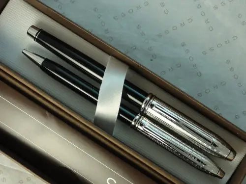 Cross Townsend Limited Edition Tango Black Lacquer and Rhodium Tuxedo Selectip GEL Ink Rollerball Pen and Ballpoint PEN Set . Rare Combo. . - crosspenmall.com