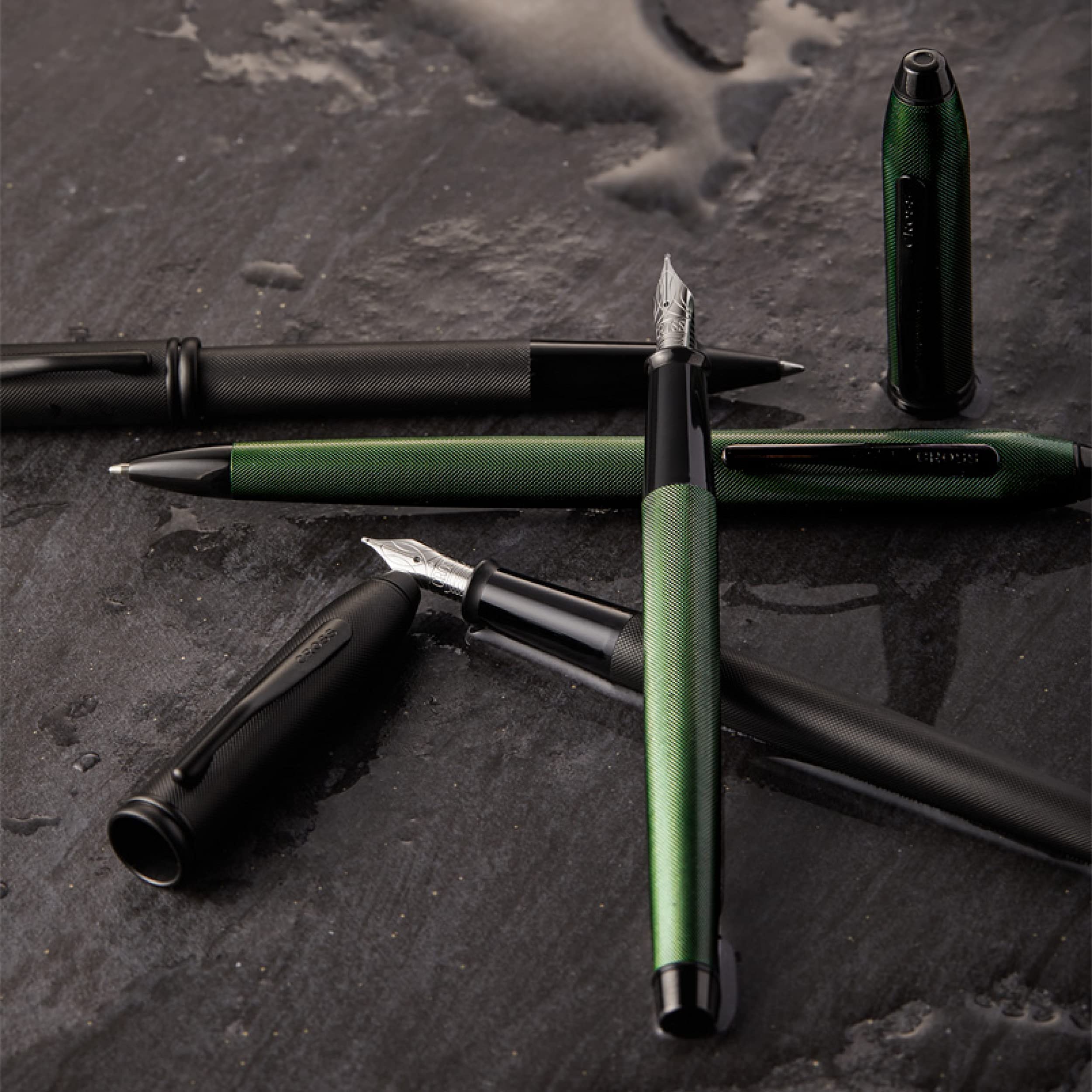 Cross Townsend PVD Micro-knurl Ballpoint Pen - Matte Green Cross