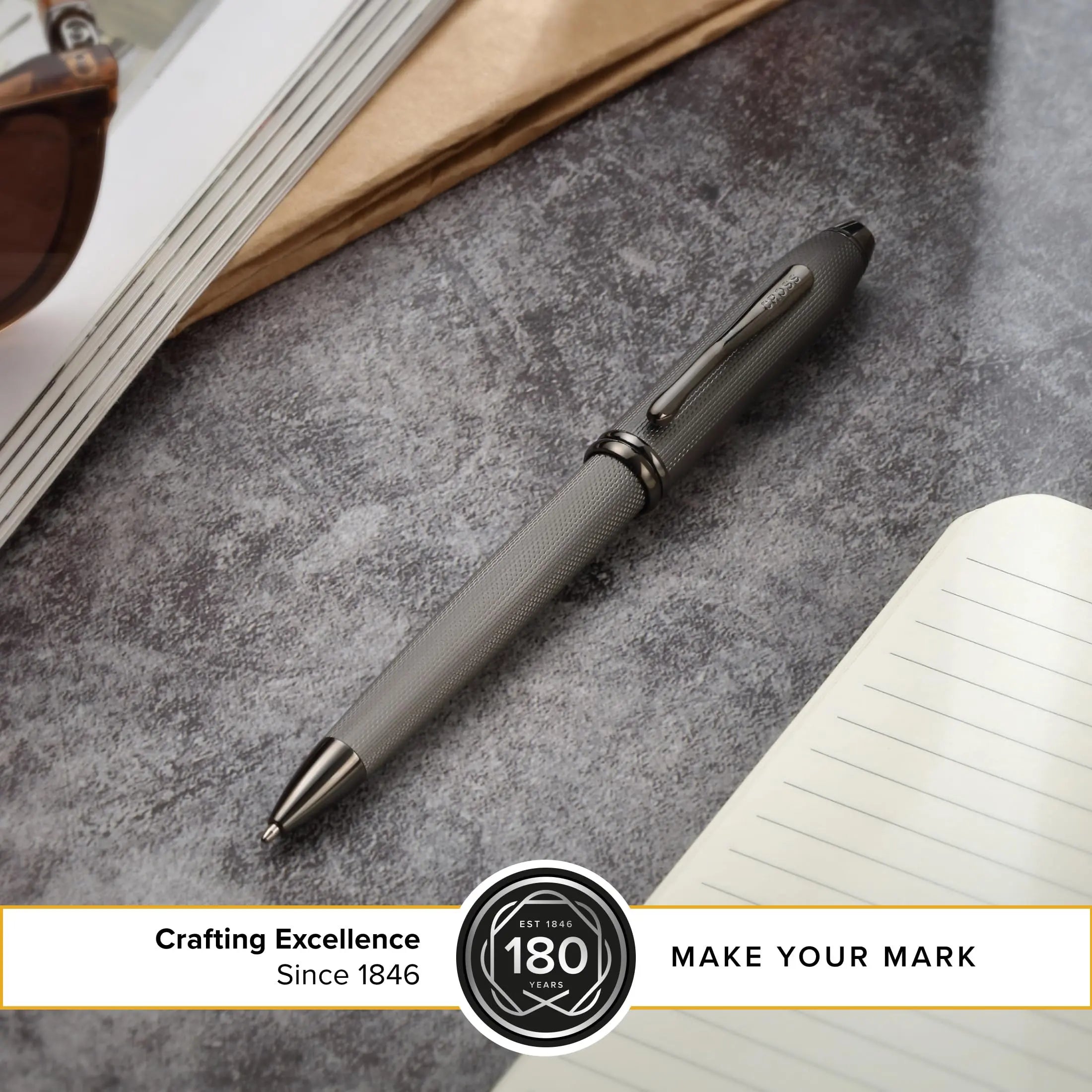 Cross Townsend PVD Micro-knurl Ballpoint Pen, Elegant Pen, Black Ink for Effortless Writing - Consistent, Smooth Writing - Long-Lasting - Includes Gift Box Cross