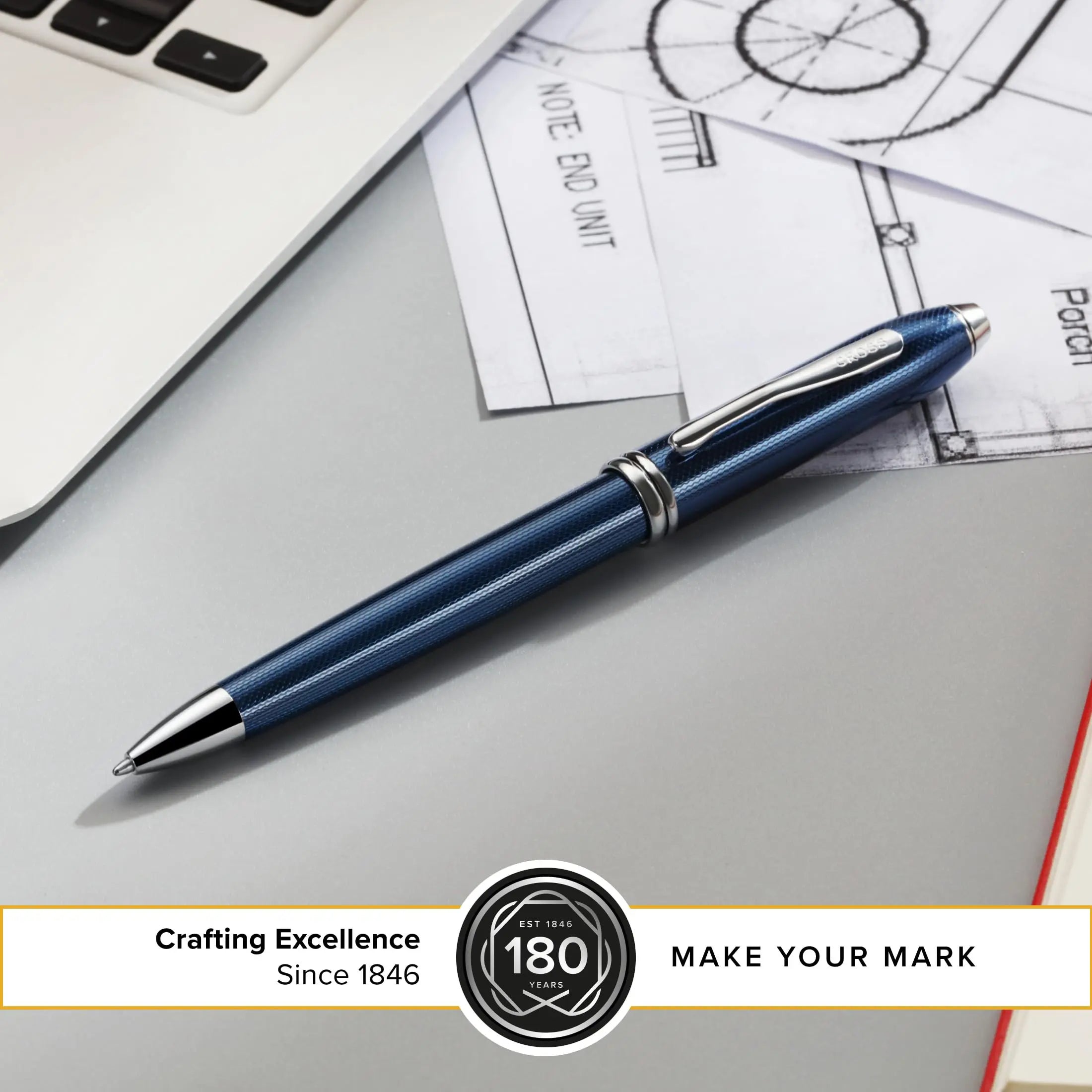 Cross Townsend PVD Micro-knurl Ballpoint Pen, Elegant Pen, Black Ink for Effortless Writing - Consistent, Smooth Writing - Long-Lasting - Includes Gift Box Cross