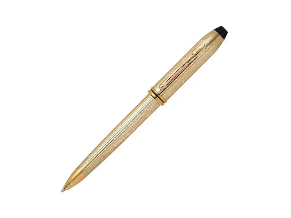 Cross Townsend Refillable Ballpoint Pen, Medium Ballpen, 10 Carat Gold with 23 Carat Gold-Plated Appointments, Includes Luxury Gift Box cross