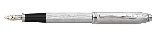 Cross Townsend, Brushed Platinum Special Edition, Fountain Pen, with Two-Tone Rhodium Plated Solid 18 Karat Gold Nib - crosspenmall.com