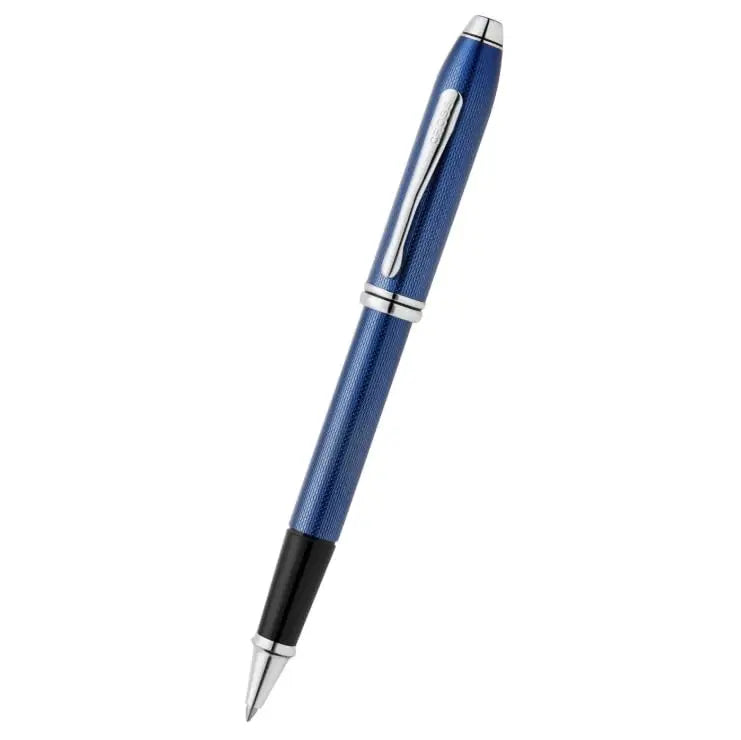 Cross Townsend® Polished Translucent Cobalt Blue Engraved Diamond Cut Pattern with Polished Chrome Appointments Selectip® Rollerball Pen Cross