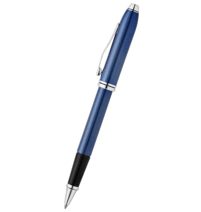 Cross Townsend® Polished Translucent Cobalt Blue Engraved Diamond Cut Pattern with Polished Chrome Appointments Selectip® Rollerball Pen Cross