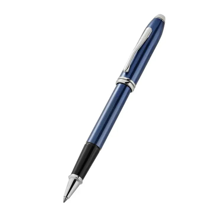 Cross Townsend® Polished Translucent Cobalt Blue Engraved Diamond Cut Pattern with Polished Chrome Appointments Selectip® Rollerball Pen Cross