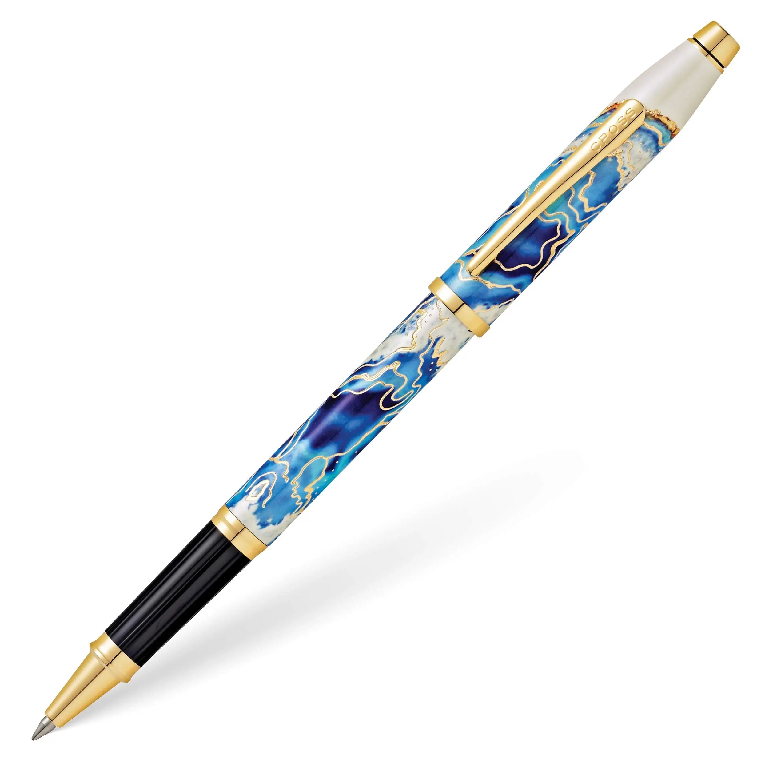 Cross Wanderlust Refillable Rollerball Pen, 23 Carat Gold Appointments, Includes Premium Gift Box - Malta Cross
