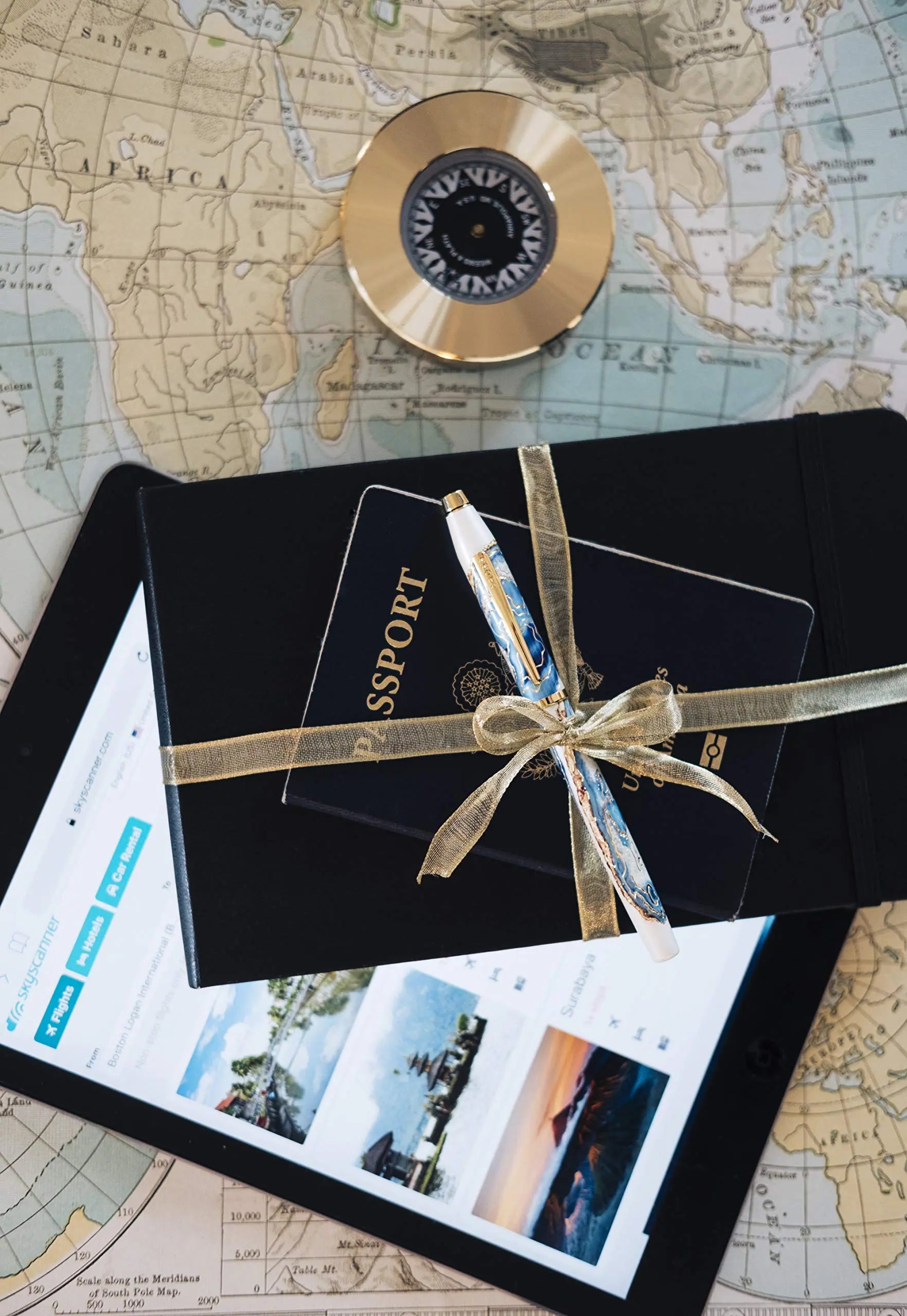 Cross Wanderlust Refillable Rollerball Pen, 23 Carat Gold Appointments, Includes Premium Gift Box - Malta Cross