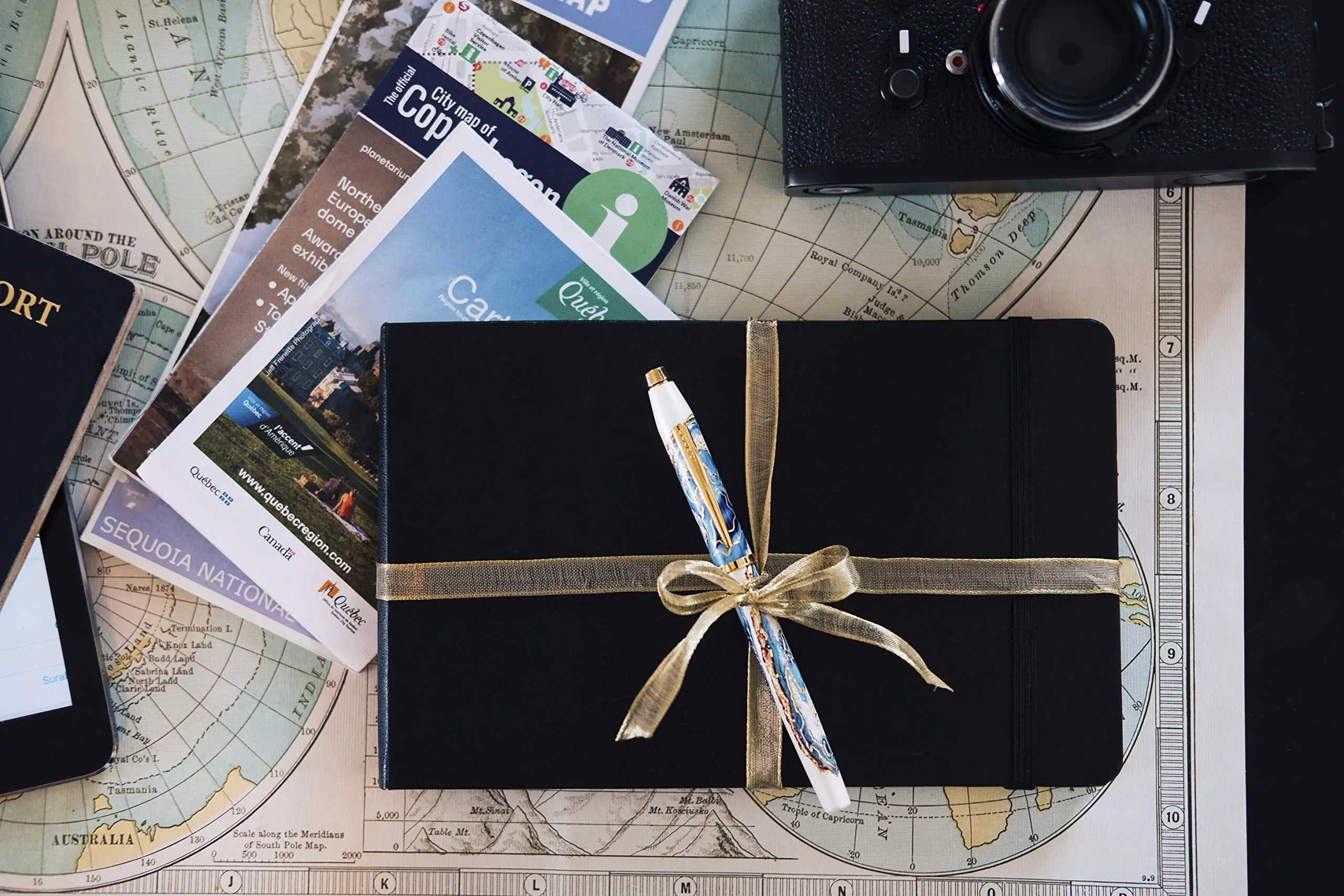 Cross Wanderlust Refillable Rollerball Pen, 23 Carat Gold Appointments, Includes Premium Gift Box - Malta Cross