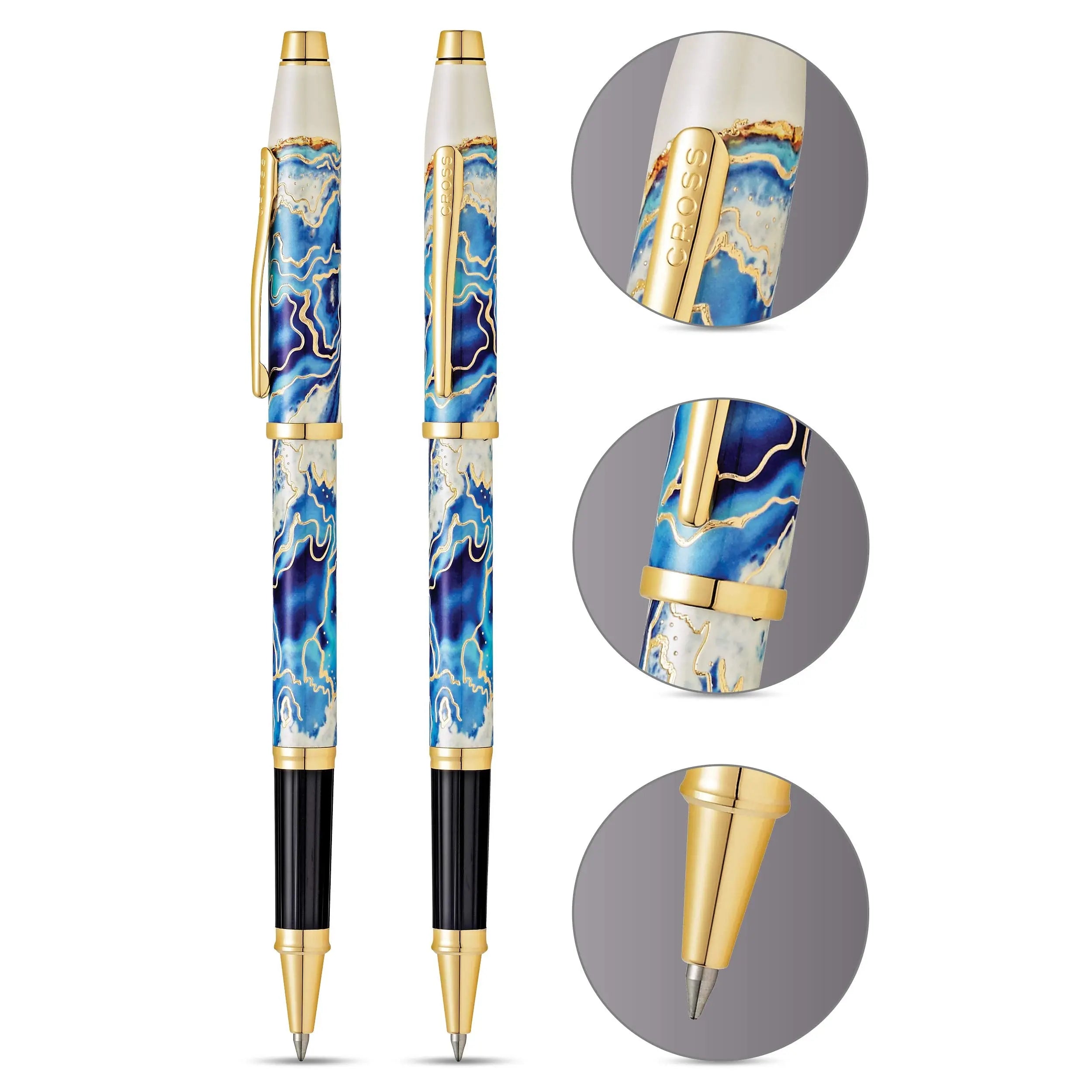 Cross Wanderlust Refillable Rollerball Pen, 23 Carat Gold Appointments, Includes Premium Gift Box - Malta Cross