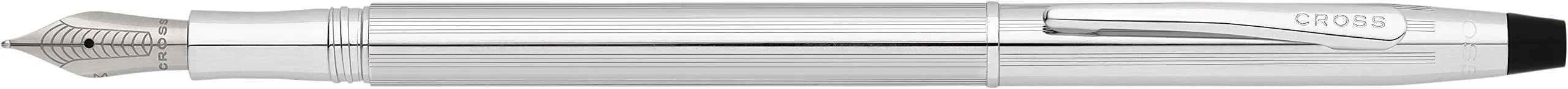 Cross(R) Classic(R) Century(R) Fountain Pen, Medium Point, 1.0 mm, Chrome Barrel, Black Ink - crosspenmall.com