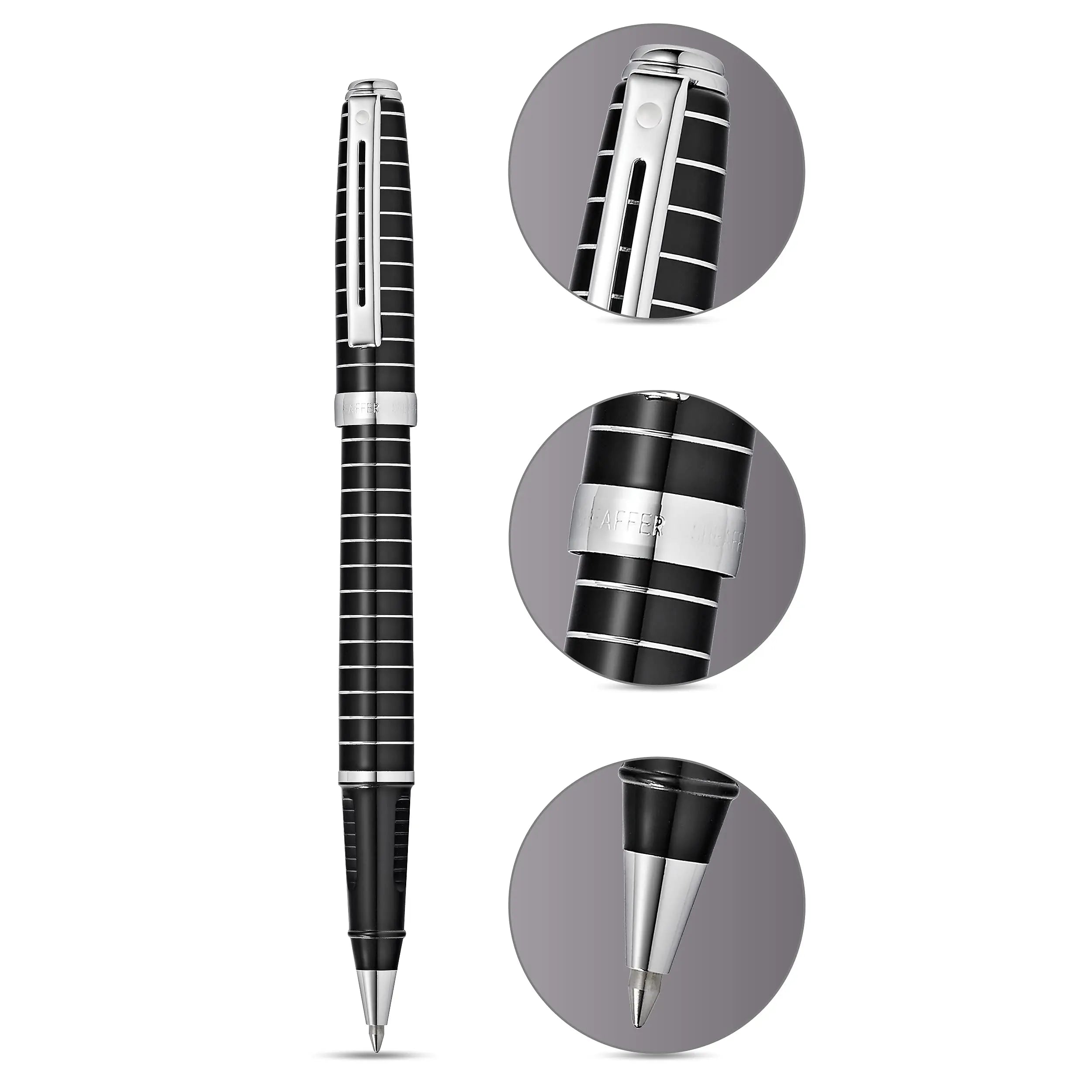 Sheaffer Prelude Black Lacquer w/Horizontal Line Engraving Rollerball Pen Sheaffer