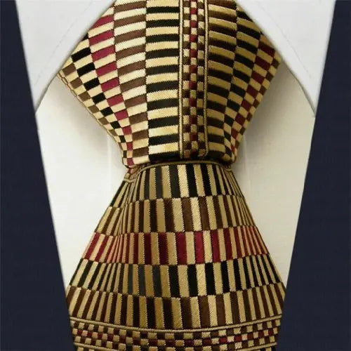 Intrepid Classic Corporate Elite Checked Pattern Men's Necktie Tie 100% Silk Jacquard Woven Intrepid