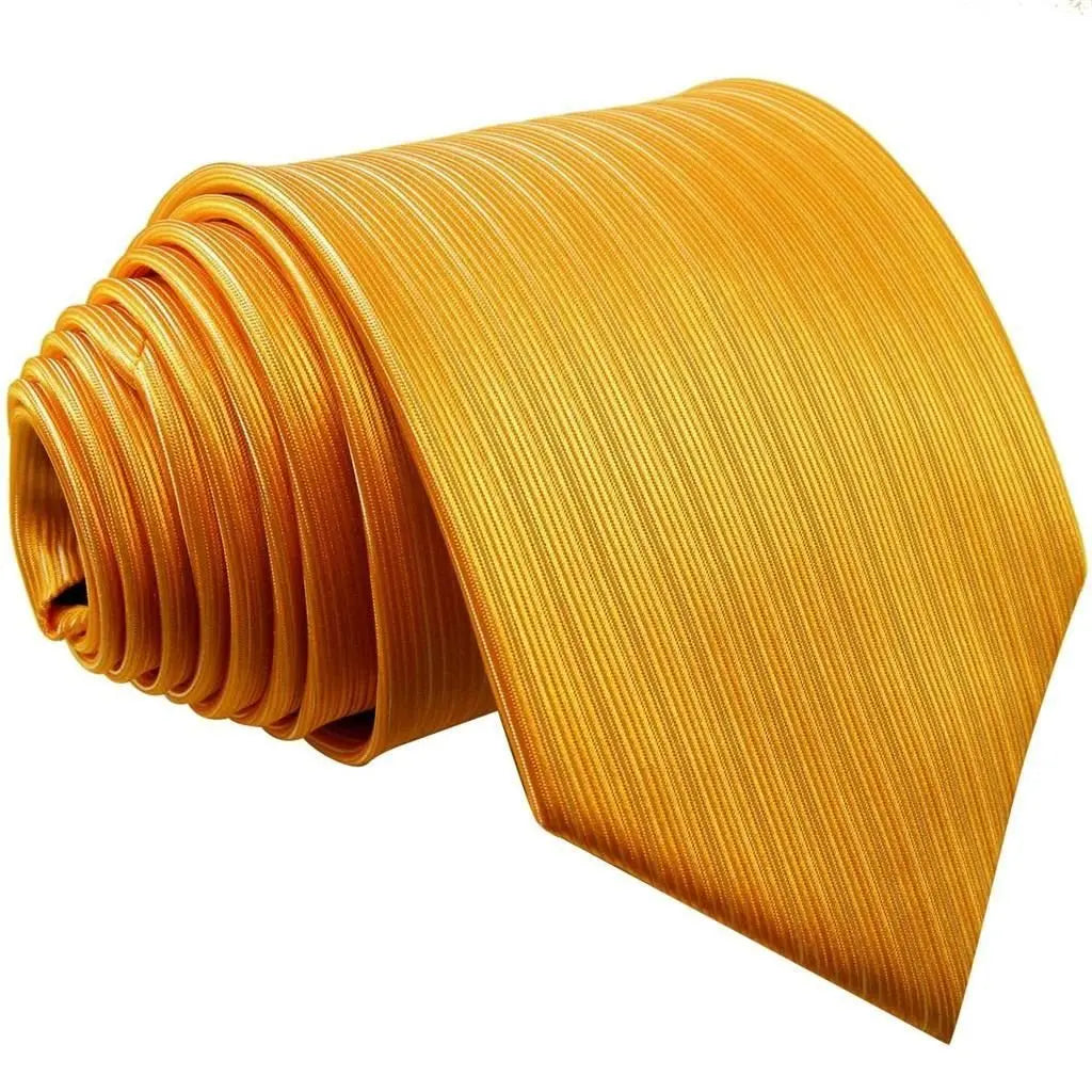 Intrepid Executive Wardrobe Accessory, Handmade 100% Classic Silk Woven Solid Gold Men's Neck Tie, (3.4" Necktie) in gift box Intrepid