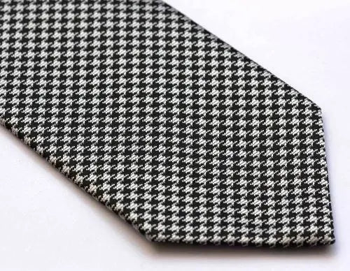 Intrepid Handmade, Executive Wardrobe Accessory, Black and White (Tuxedo Color) Houndstooth 3.4" Silk Jacquard Woven Men's Necktie Tie - crosspenmall.com