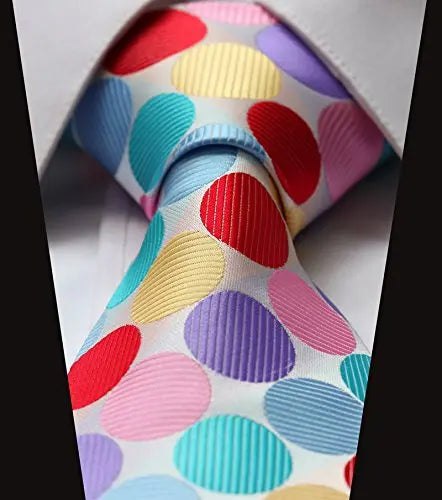 Intrepid Handmade, Executive Wardrobe Accessory, Pink Red Purple Polka Dot 3.4" Silk Classic Jacquard Tie, Men's Necktie in Pristine gift box Cross