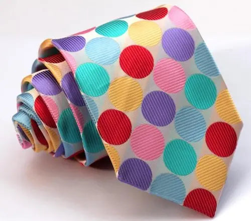 Intrepid Handmade, Executive Wardrobe Accessory, Pink Red Purple Polka Dot 3.4" Silk Classic Jacquard Tie, Men's Necktie in Pristine gift box Cross