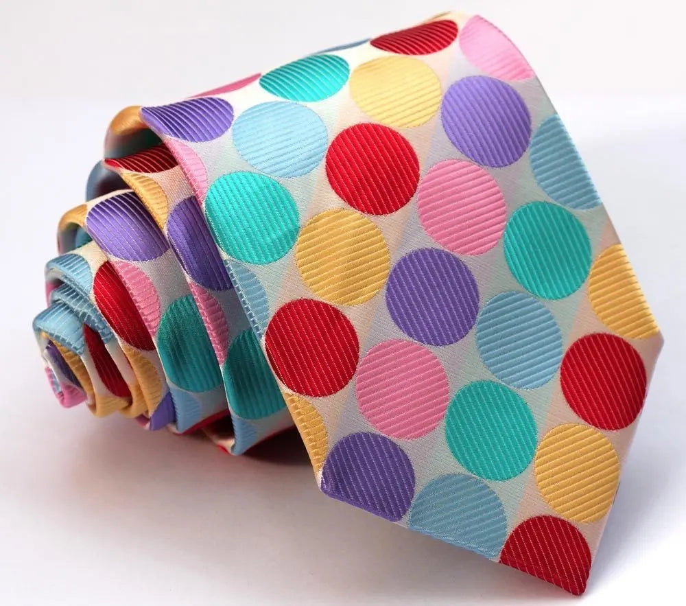 Intrepid Handmade, Executive Wardrobe Accessory, Pink Red Purple Polka Dot 3.4" Silk Classic Jacquard Tie, Men's Necktie in Pristine gift box Cross