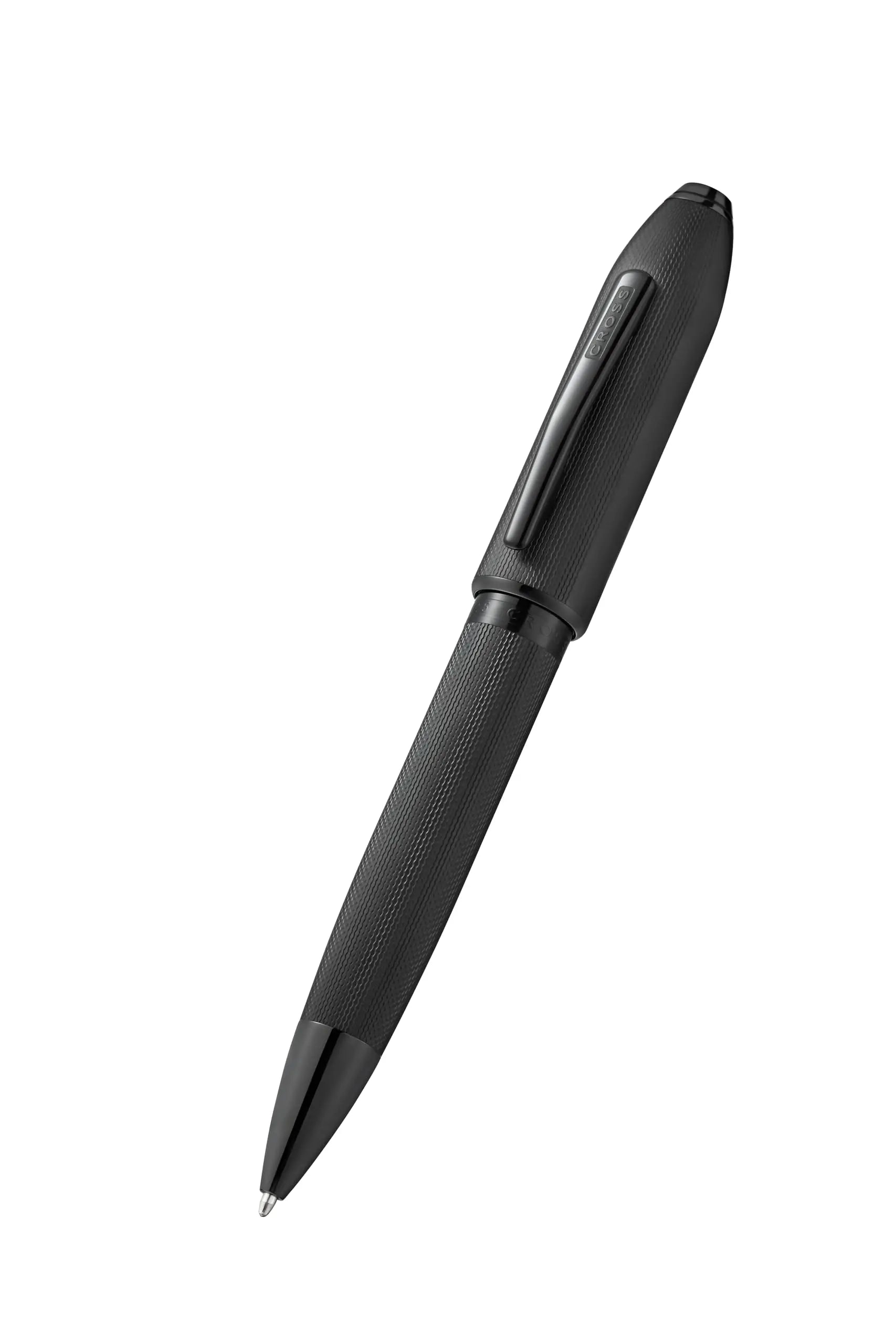 Peerless™ Polished Black PVD Engraved Diamond Pattern with Black PVD Appointments and Swarovski Crystal Ballpoint Pen Cross