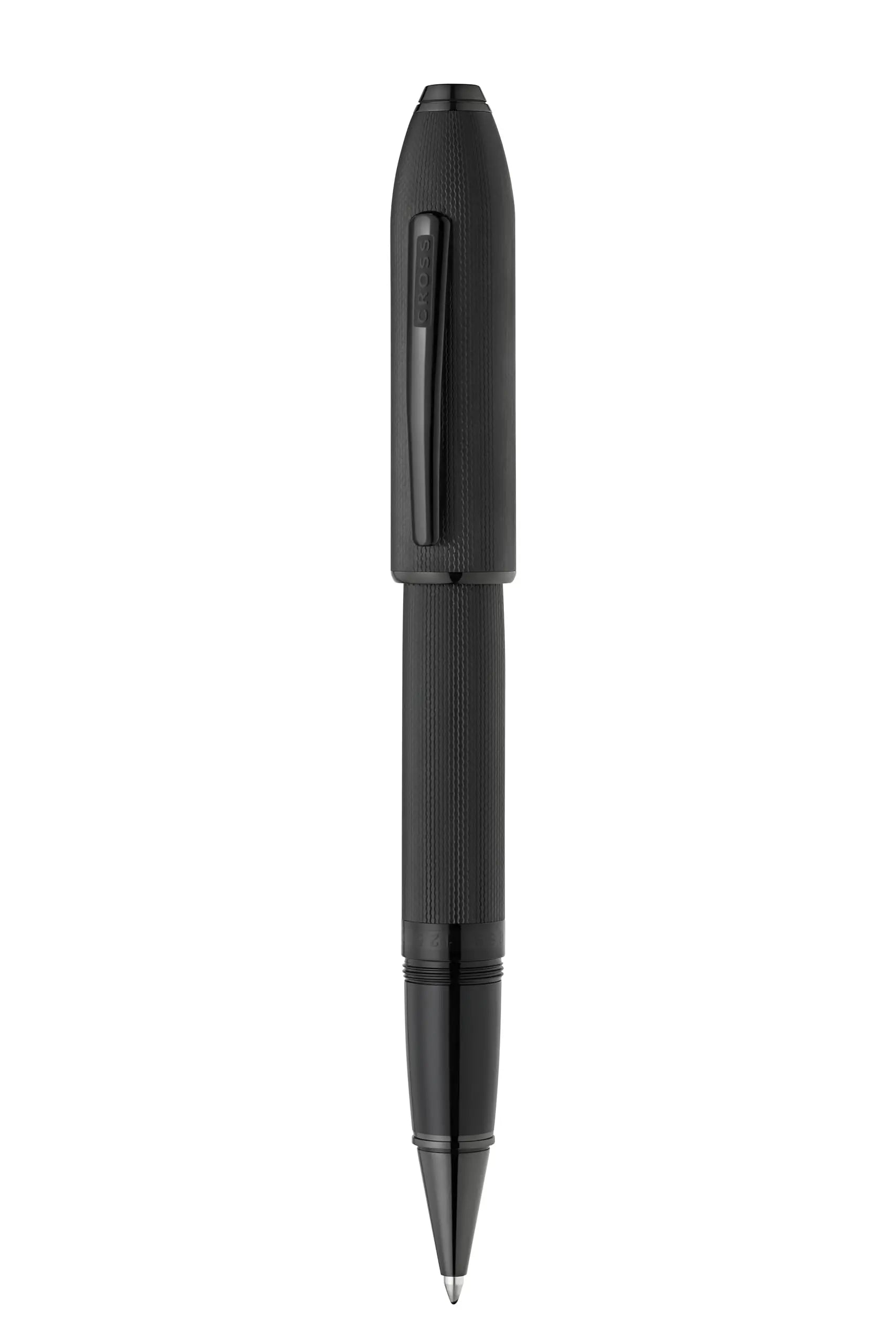 Peerless™ Polished Black PVD Engraved Diamond Pattern with Black PVD Appointments and Swarovski Crystal Ballpoint Pen Cross