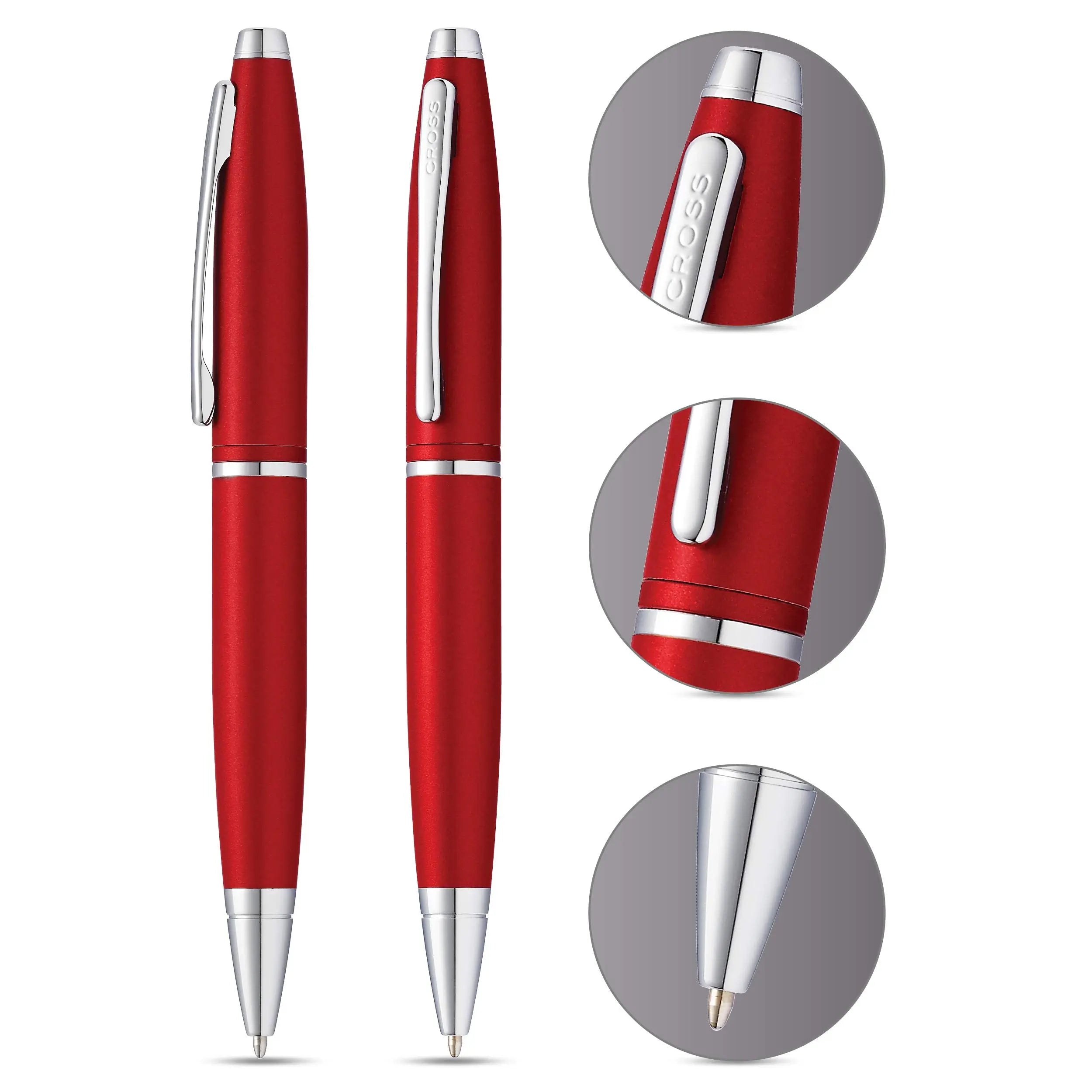 A. T. Cross Calais Ballpoint Pen, Chrome/Red Lacquer Jovi