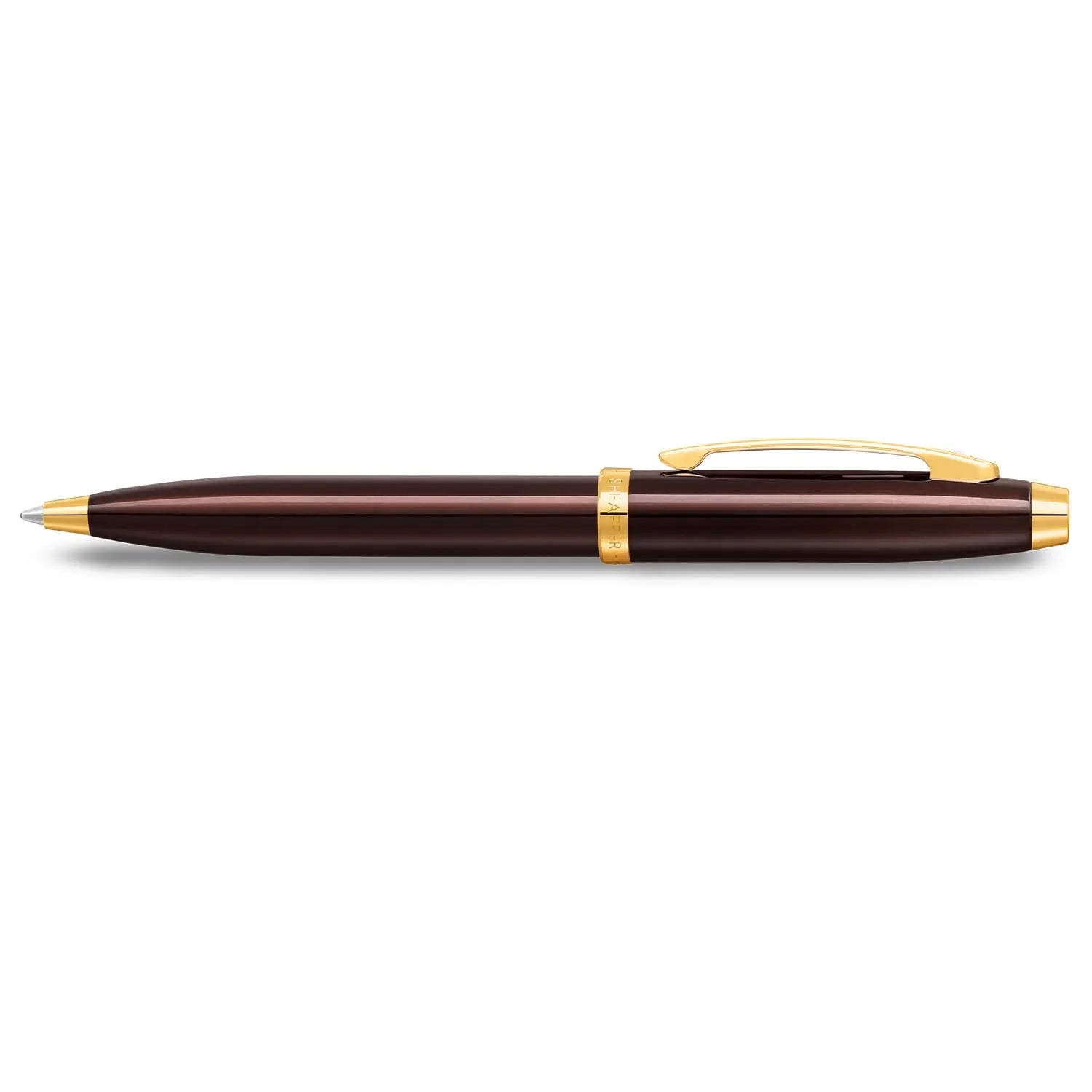Sheaffer 100 9370 Glossy Coffee Brown Ballpoint Pen With PVD Gold-Tone Trim Sheaffer