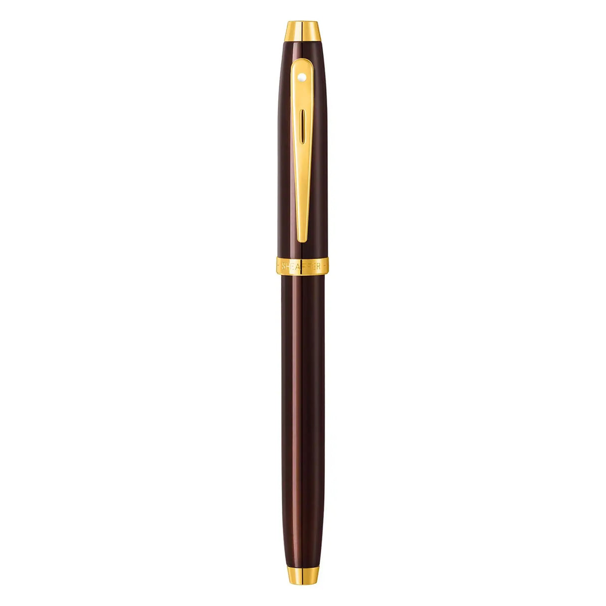 Sheaffer 100 9370 Retractable Ballpoint Pen, Glossy Coffee Brown Finish with PVD Gold Trim, Medium Point, Refillable Luxury Writing Pen, Premium Gift Box cross