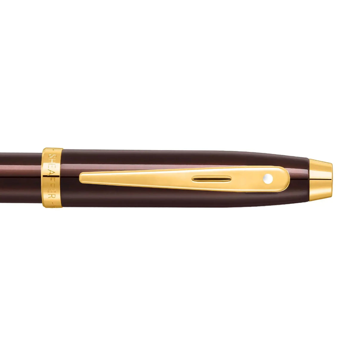 Sheaffer 100 9370 Retractable Ballpoint Pen, Glossy Coffee Brown Finish with Shiny PVD Gold-Plated Trim, Medium Point, Refillable Luxury Writing Pen, Premium Gift Box Sheaffer