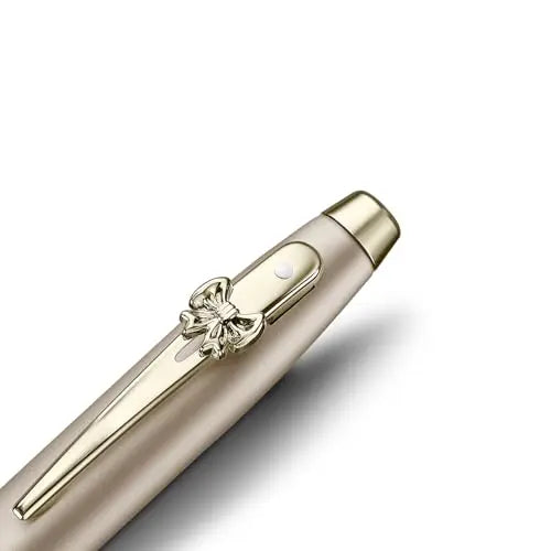 Sheaffer 100 Emily in Paris 9377 Collection, Champagne Gold Pen with PVD Gold Trims, Bow-Shaped Clip. Sheaffer