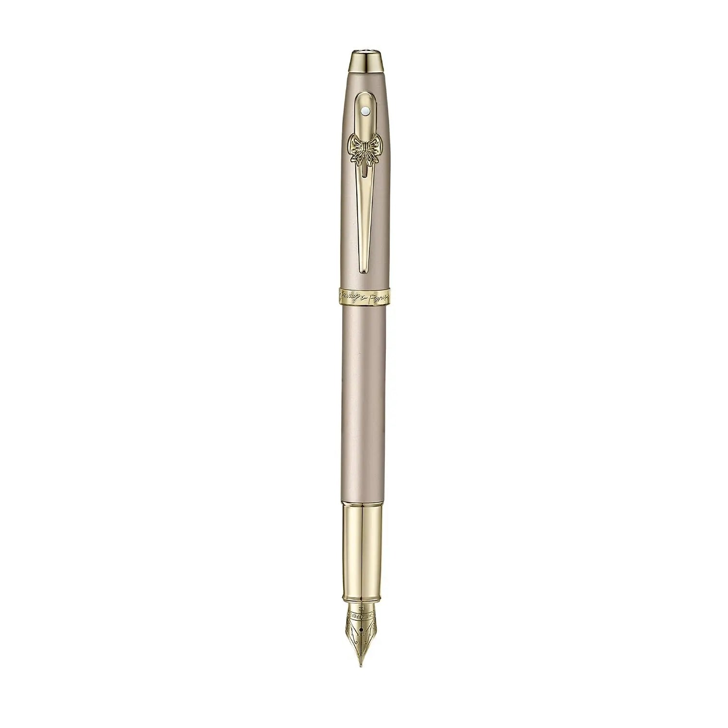 Sheaffer 100 Emily in Paris 9377 Collection, Champagne Gold Pen with PVD Gold Trims, Bow-Shaped Clip. Sheaffer
