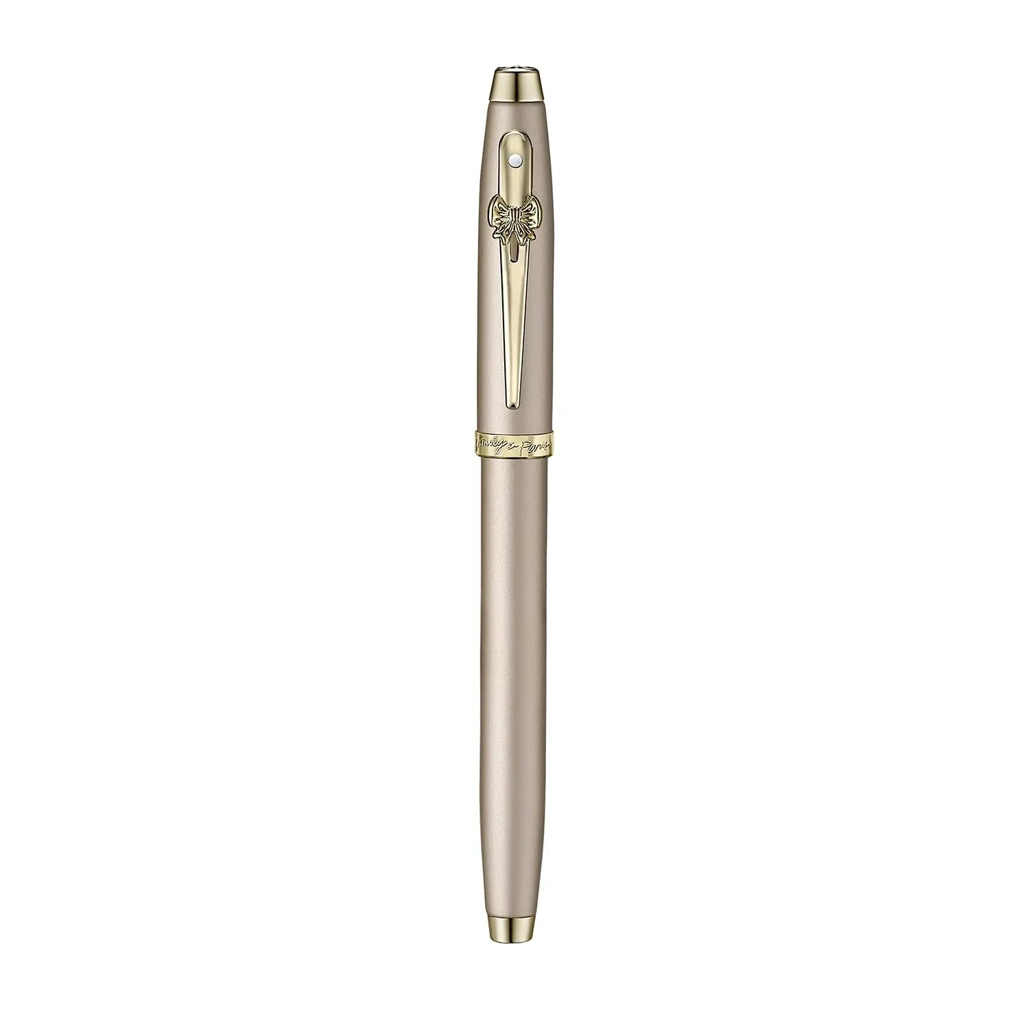 Sheaffer 100 Emily in Paris 9377 Collection, Champagne Gold Pen with PVD Gold Trims, Bow-Shaped Clip. Sheaffer