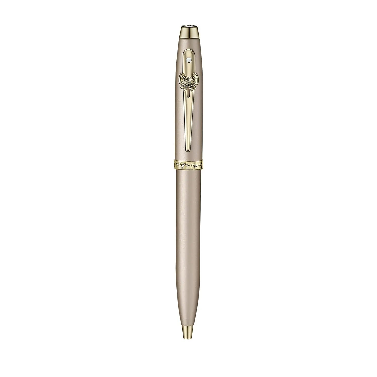 Sheaffer 100 Emily in Paris 9377 Collection, Champagne Gold Pen with PVD Gold Trims, Bow-Shaped Clip. Sheaffer