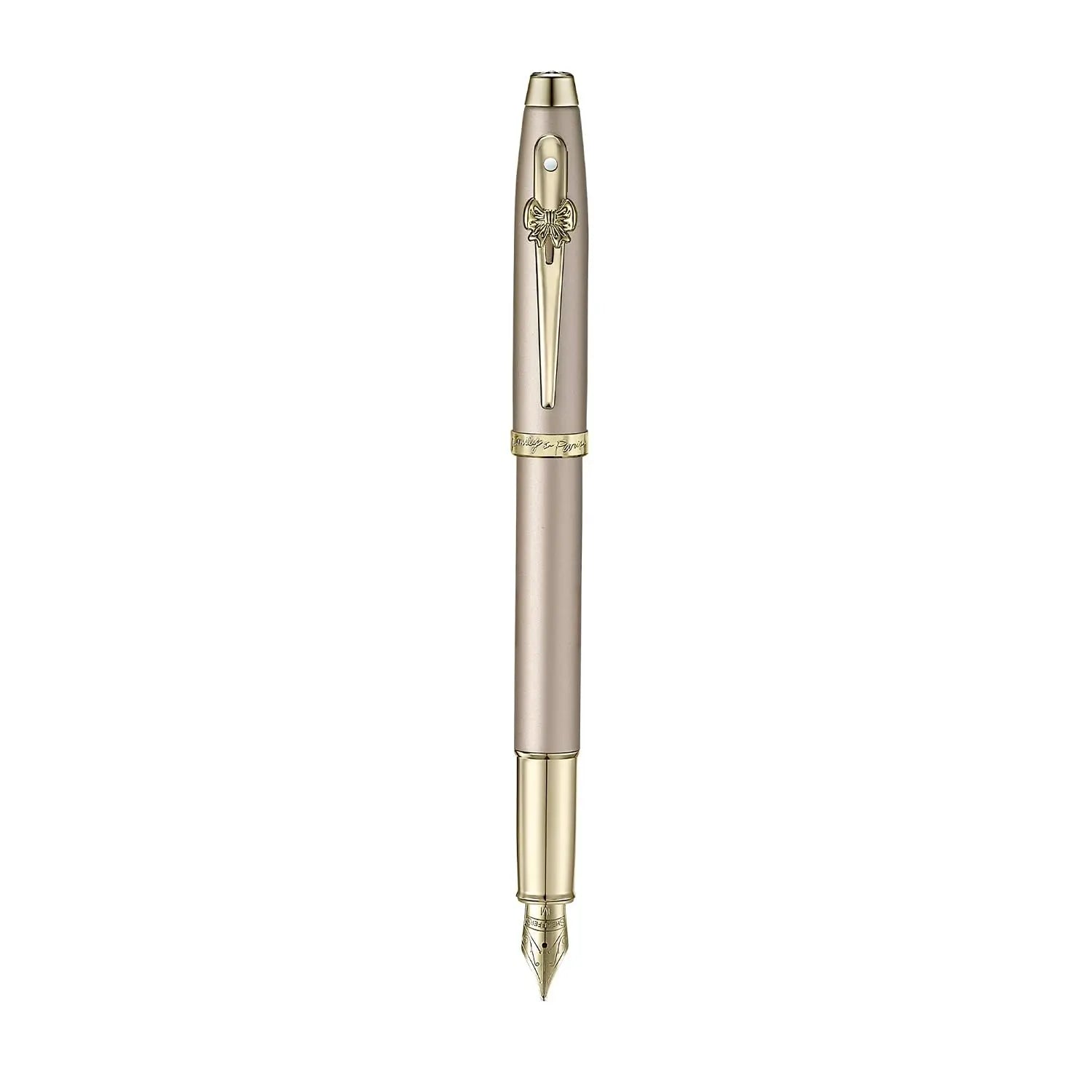 Sheaffer 100 Emily in Paris 9377 Collection, Champagne Gold Pen with PVD Gold Trims, Bow-Shaped Clip. Sheaffer