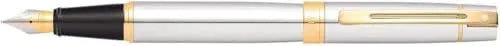 Sheaffer 300 Chrome with Gold Trim Pen and Leather Pouch Gift Set Sheaffer