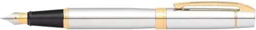 Sheaffer 300 Chrome with Gold Trim Pen and Leather Pouch Gift Set Sheaffer