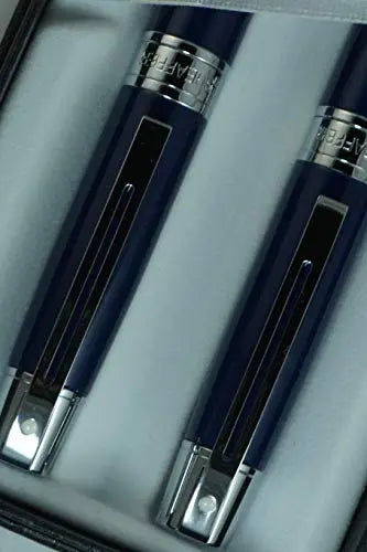 Sheaffer 300 Collection II Blue Barrel and Satin Chrome Appointments Medium Point Ballpoint Pen and Pencil Set Sheaffer