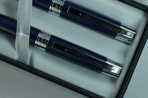 Sheaffer 300 Collection II Blue Barrel and Satin Chrome Appointments Medium Point Ballpoint Pen and Pencil Set Sheaffer