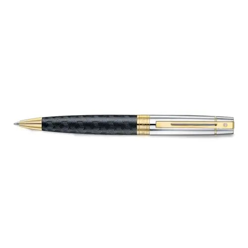 Sheaffer 300 E9347 Diamond-cut Matt Black Barrel and Shiny Chrome Cap with PVD Gold Trims Pen Sheaffer