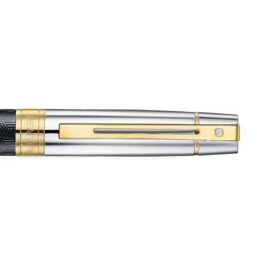 Sheaffer 300 E9347 Diamond-cut Matt Black Barrel and Shiny Chrome Cap with PVD Gold Trims Pen Sheaffer