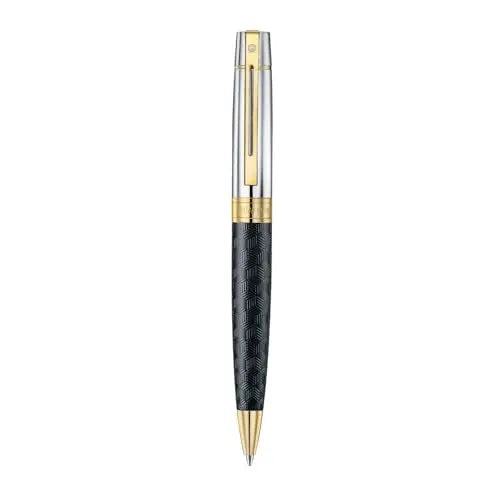 Sheaffer 300 E9347 Diamond-cut Matt Black Barrel and Shiny Chrome Cap with PVD Gold Trims Pen Sheaffer
