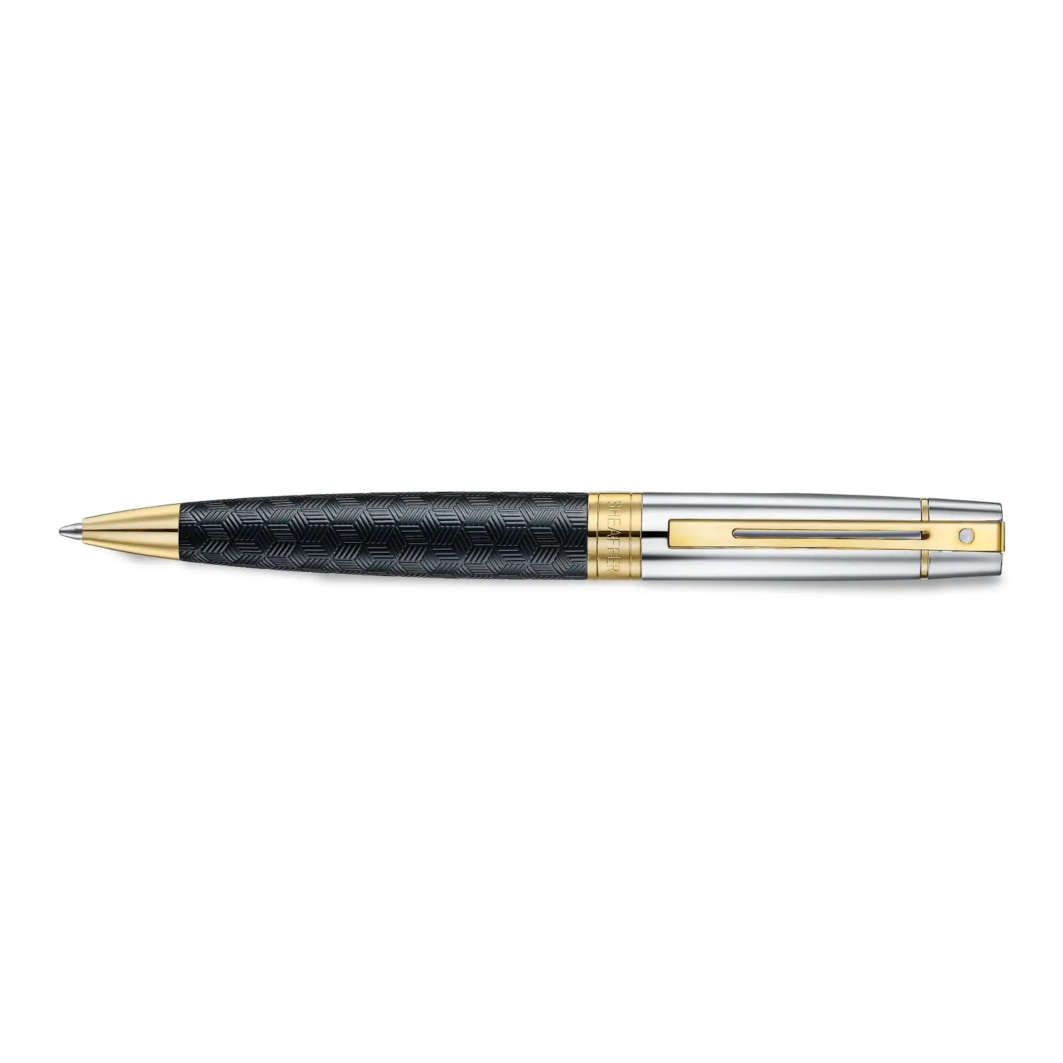 Sheaffer 300 E9347 Diamond-cut Matt Black Barrel and Shiny Chrome Cap with PVD Gold Trims Pen Sheaffer