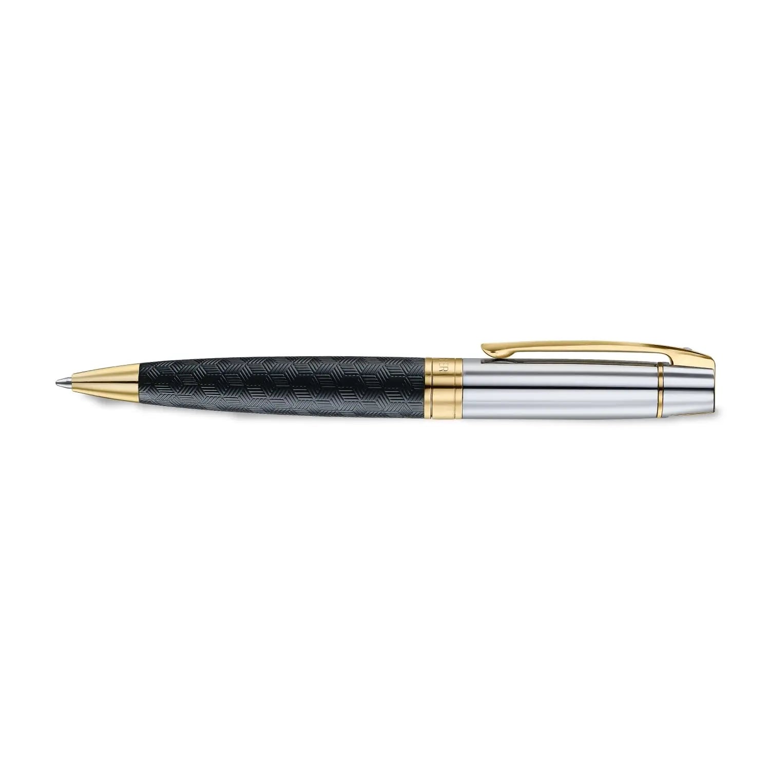 Sheaffer 300 E9347 Diamond-cut Matt Black Barrel and Shiny Chrome Cap with PVD Gold Trims Pen Sheaffer