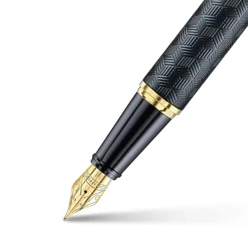 Sheaffer 300 E9347 Diamond-cut Matt Black Barrel and Shiny Chrome Cap with PVD Gold Trims Pen Sheaffer